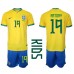 Brasilien Antony #19 Replika Babykläder Hemma matchkläder barn VM 2022 Korta ärmar (+ Korta byxor)